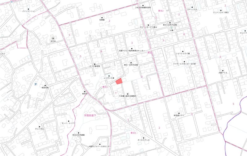 大館市東台一丁目土地 現地案内図