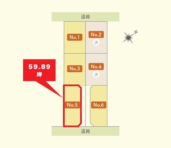 【建築条件付】八戸駅西土地区画整理地_22-1ブロック2-5ロット[№5]  全体区画図