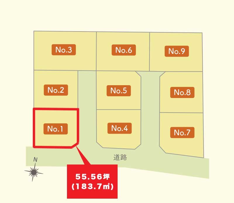 【建築条件付】 八戸市売市小待_土地【№1】 造成完了予想図