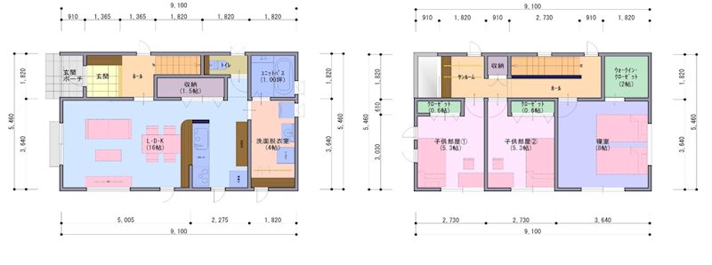 【ハシモトホーム売地】金沢四丁目Ｂ 建物プラン例（間取り図）