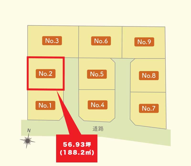 【建築条件付】 八戸市売市小待_土地【№２】  造成完了予想図