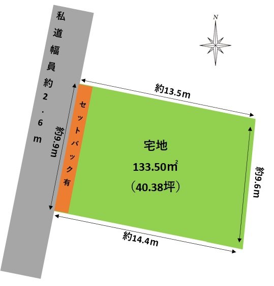 五所川原市雛田売地 間取図・土地図