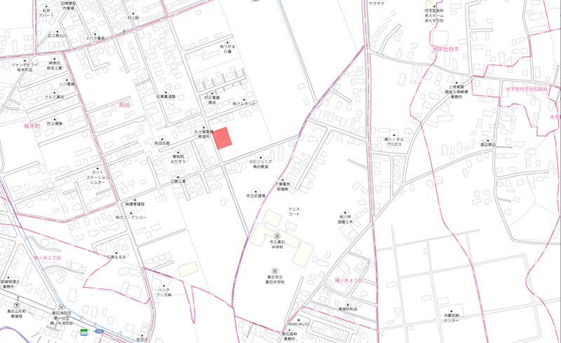 黒石市角田分譲地　A区画 現地案内図