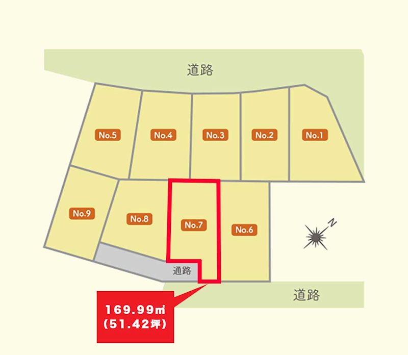 【建築条件付】八戸市田向１丁目２ (No.7) 区画図