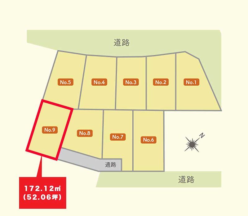 【建築条件付】八戸市田向１丁目２(No.9) 区画図