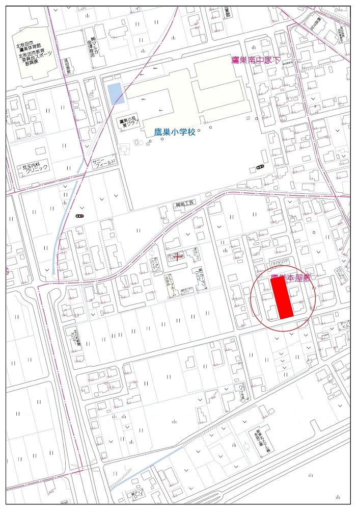 北秋田市鷹巣字本屋敷土地③ 現地案内図