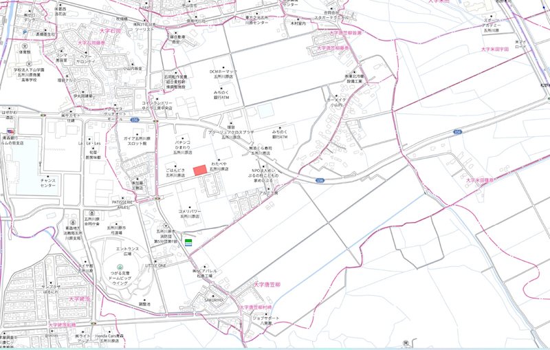 【五所川原市唐笠柳藤巻土地】 現地案内図
