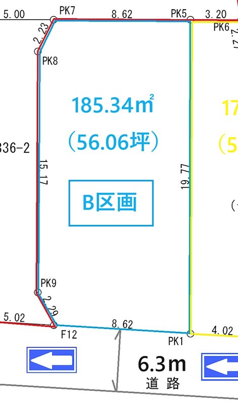 秋田市楢山南中町　B区画  区画図