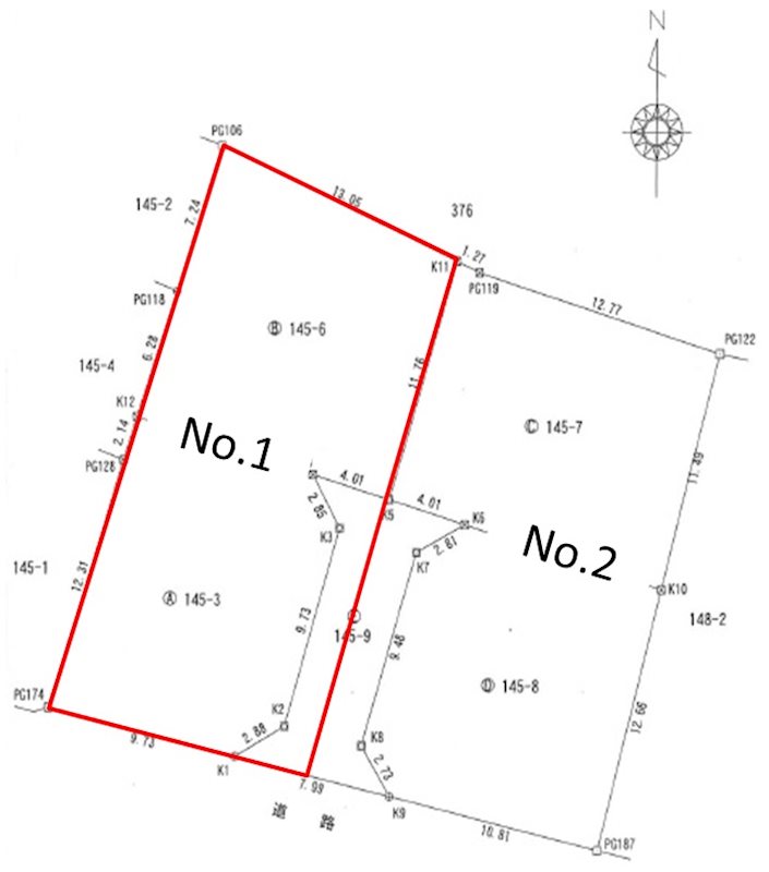 秋田市土崎港中央2丁目　No.1 区画図