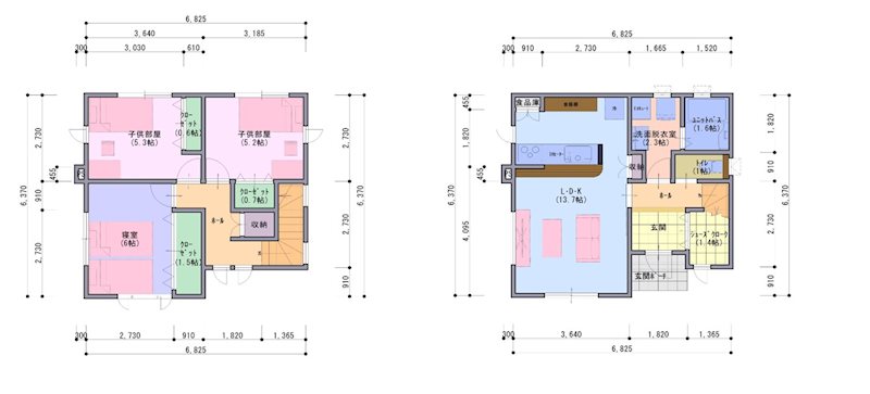 【ハシモトホーム売地】安田近野C 建物プラン例（間取り図）