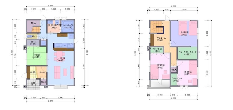 【ハシモトホーム売地】安田近野D 建物プラン例（間取り図）