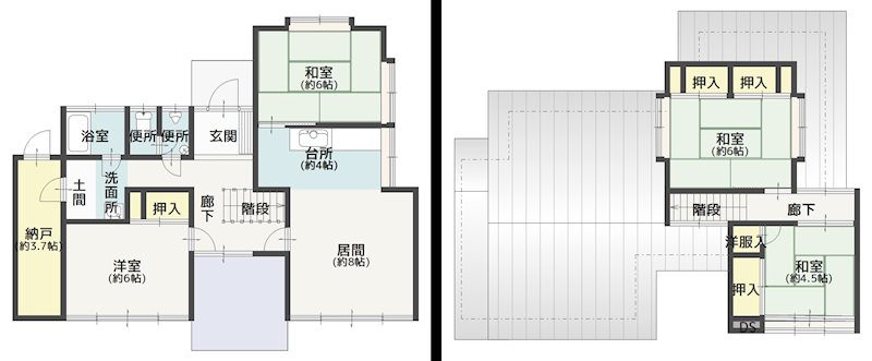 【ハシモトホーム】岡造道一丁目中古住宅 間取図・土地図