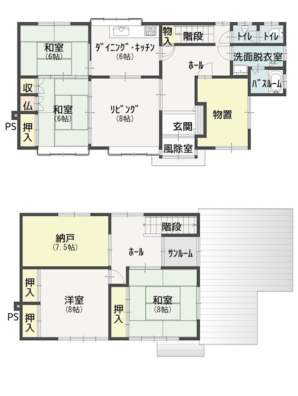 【ハシモトホーム】奥内宮田中古住宅 間取図・土地図