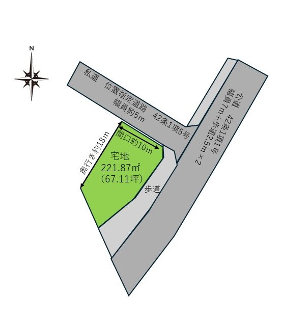 五所川原市漆川（通り沿い） 間取図・土地図