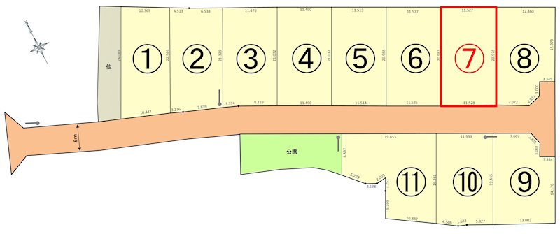 大館市比内町扇田字上中島⑦ 全体区画図