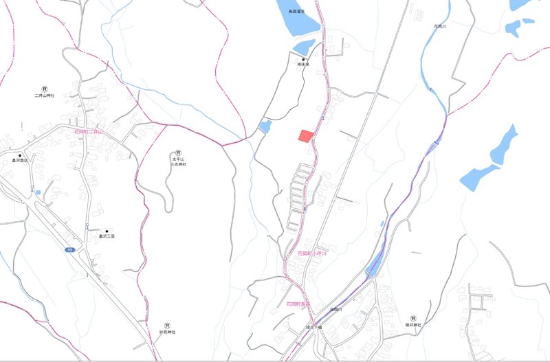 大館市花岡町長森31番 現地案内図
