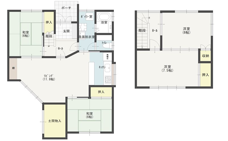 【ハシモトホーム】久須志三丁目中古住宅 間取図・土地図