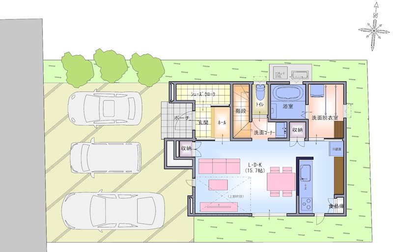 秋田市八橋大沼町141-11　【戸建B棟】 間取図・土地図