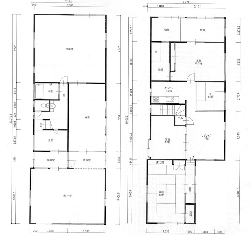 黒石市北美町3丁目中古住宅 間取図・土地図