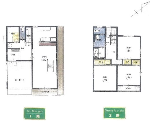 東黒石野2丁目 中古住宅 間取図・土地図