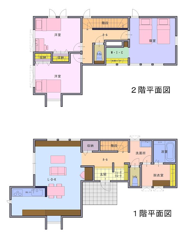 《モデルハウス販売中、家具・カーテン付き》八戸市田向1丁目 間取図・土地図