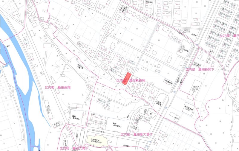 大館市比内町扇田字新長岡58番2 現地案内図