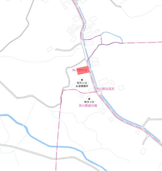 大館市外川原中岱中古 現地案内図