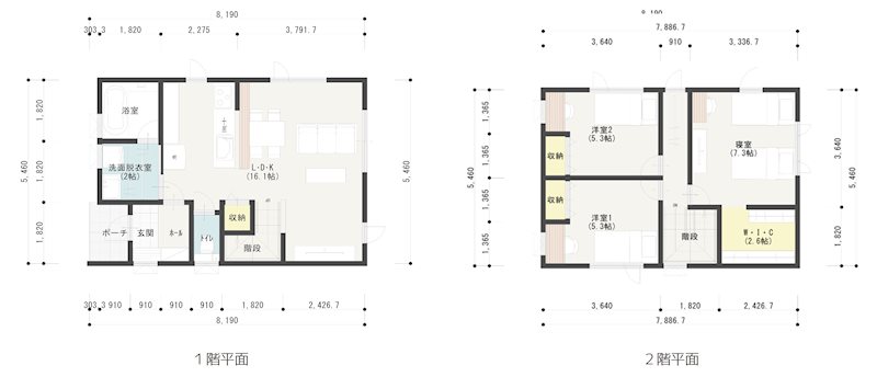 大仙市大曲飯田町232-2　№1  建物プラン例（間取り図）