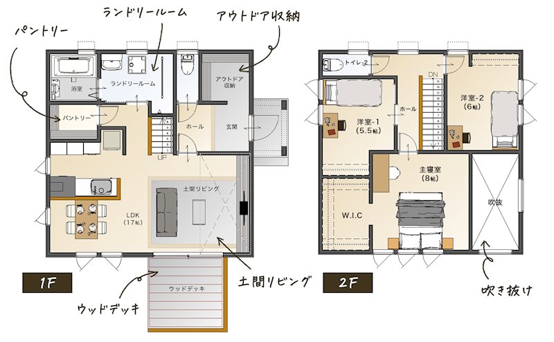 【分譲地】大仙市福田町＜ハピア福田＞　No.15  建物プラン例（間取り図）