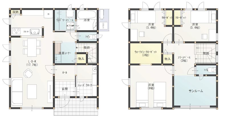 【分譲地】大曲住吉町　ハピア住吉　D区画  建物プラン例（間取り図）
