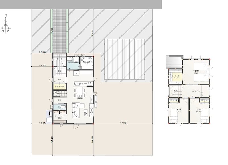 【分譲地】横手市旭川二丁目  建物プラン例（間取り図）