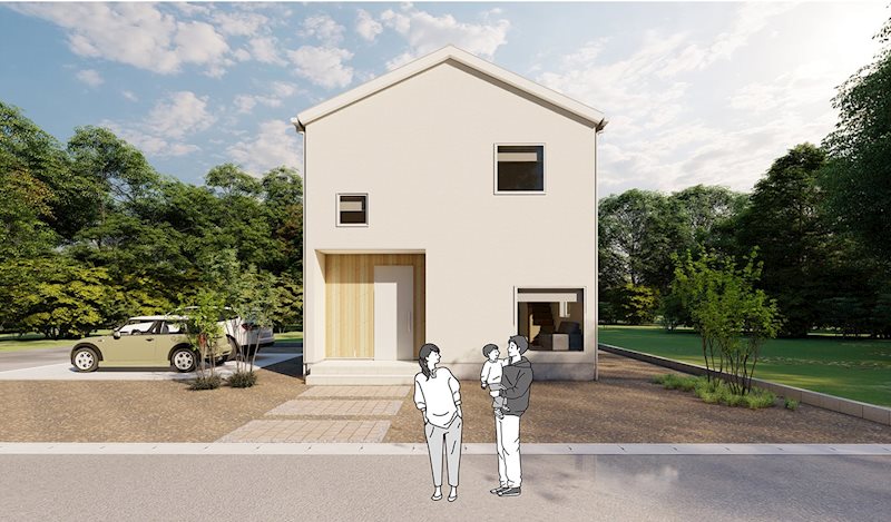 【解体更地渡し・分筆販売】大曲田町B区画  建物プラン例（パース・外観）