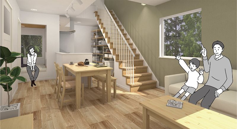 【解体更地渡し・分筆販売】大曲田町B区画  建物プラン例（パース・内観）