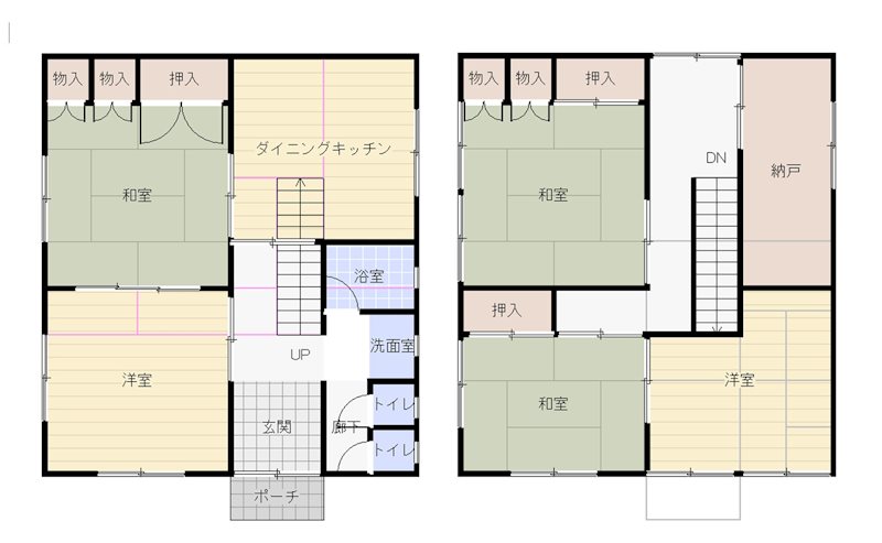 【ハシモトホーム】新城山田中古住宅 間取図・土地図