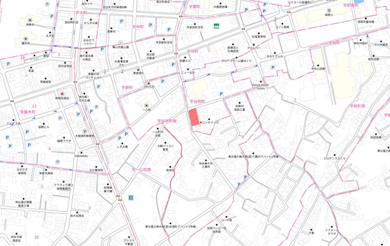 大館市谷地町分譲　④区画 現地案内図