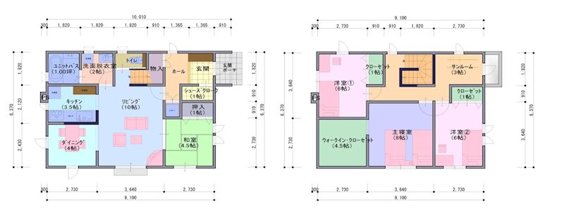 【ハシモトホーム売地】筒井３丁目B 建物プラン例（間取り図）