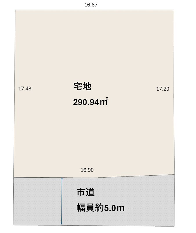 大館市釈迦内字中台12番17 間取図・土地図