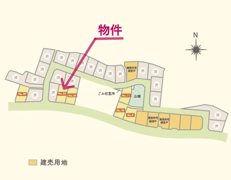 【ハシモトホーム】　ハピア東中野　区画No.33平屋建売住宅 全体区画図