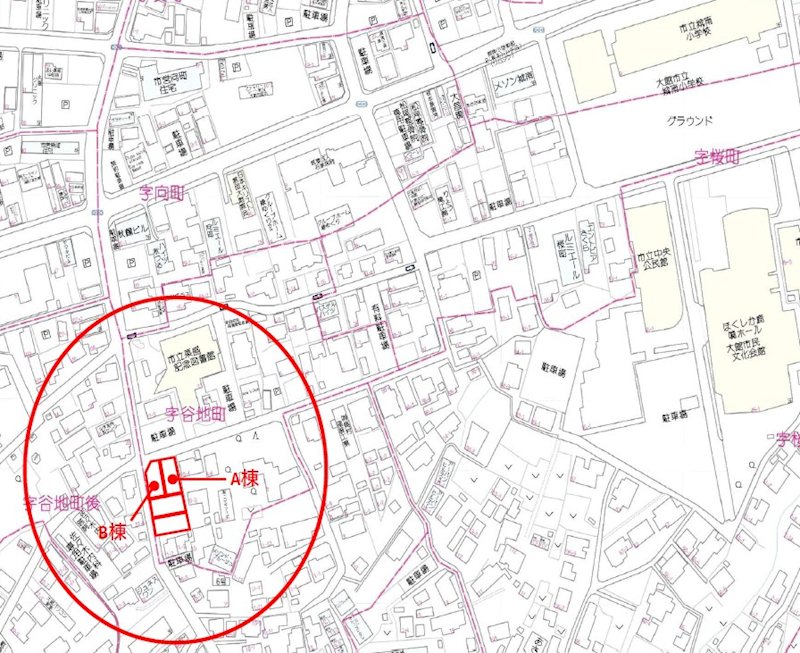 谷地町分譲B棟 現地案内図