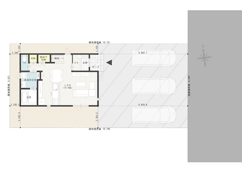 《八戸支店建売》八戸市青葉二丁目A棟 間取図・土地図