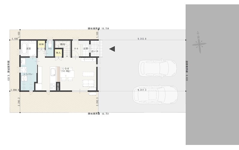《八戸支店建売》八戸市青葉二丁目B棟 間取図・土地図