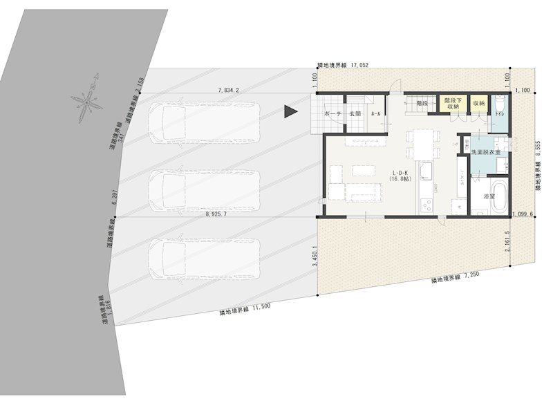 《八戸支店建売》八戸市吹上三丁目 間取図・土地図