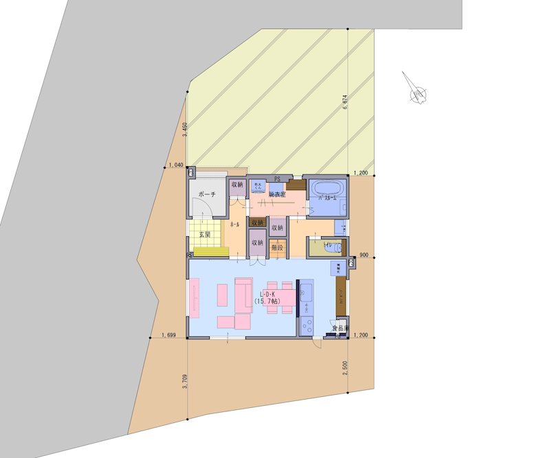 【ハシモトホーム早得キャンペーン】ハピア富田4丁目D棟新築分譲住宅 間取図・土地図