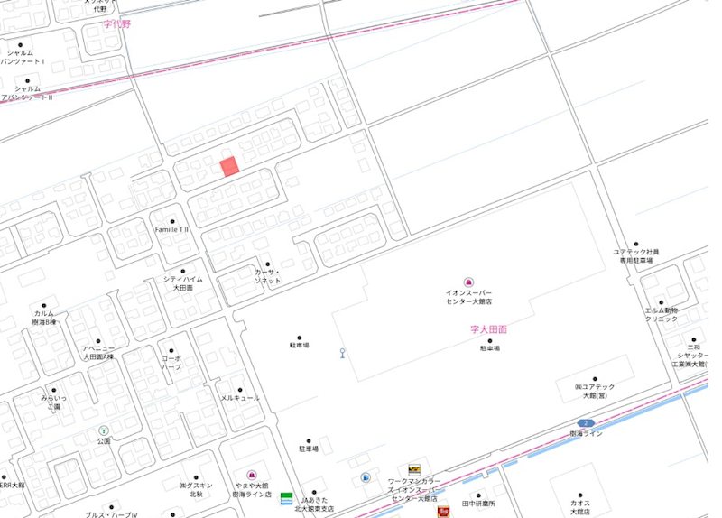 2016年築大田面平屋中古住宅 現地案内図