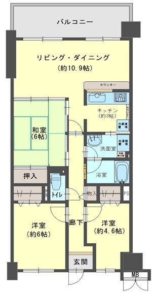 コスモ野洲2番館　４F 間取り図