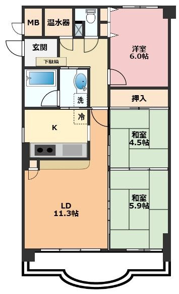 シャルマンコーポ野洲 206号室 間取り図