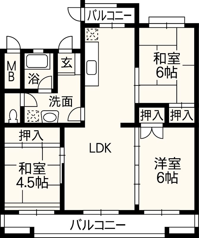 九品寺A団地1号棟 401号室 間取り