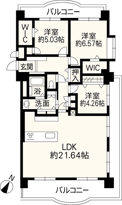 ライオンズマンション北水前寺公園 501号室 間取り図