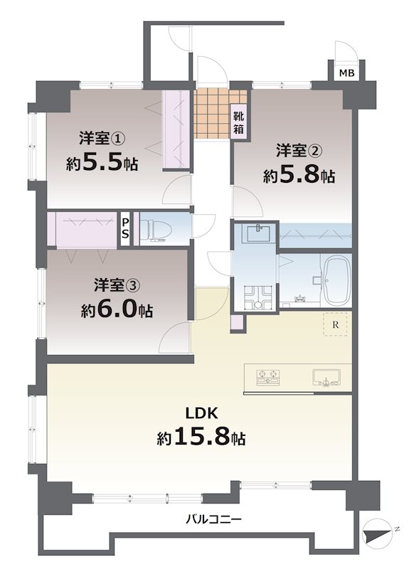 トーカンマンション新・米屋町 1201号室 間取り