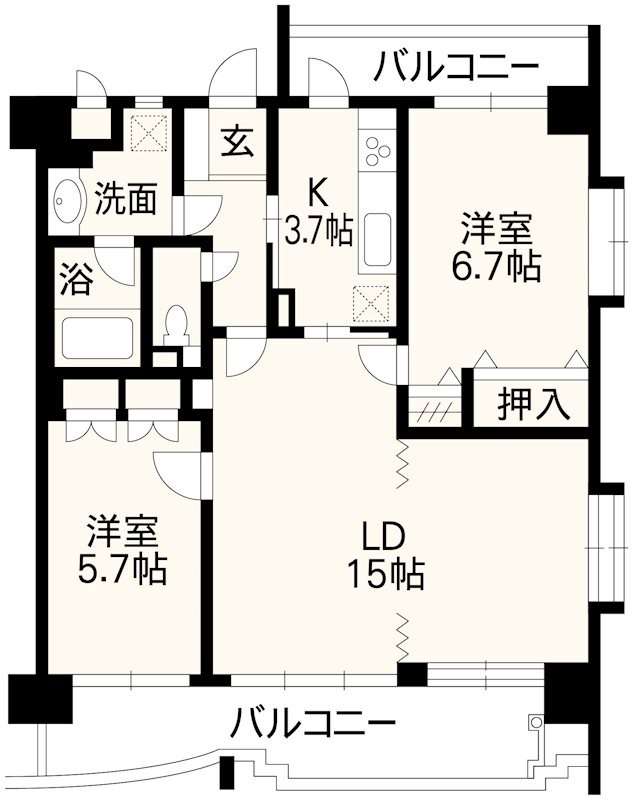 朝日プラザ五福プティックス 1103号室 間取り図